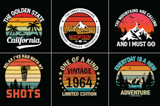 create custom retro vintage design for t shirt and logo