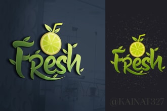 design juice, fruit, smoothie and coffee shop logo
