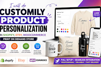 do customily product personalization in shopify, etsy, woocommerce