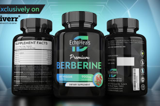 design professional supplement, cbd, and hemp bottle labels with 3d mockups