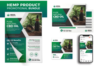 do hemp oil flyer, door hanger, cbd postcard, marijuana product list design