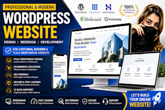 design responsive wordpress website, bluehost, hostinger, siteground ,godaddy