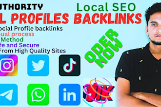 create 60 social media profiles backlinks SEO link building