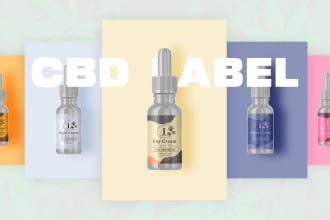 design unique cbd products label, cbd oil, bottle label, cosmetics packaging