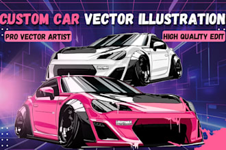 draw custom car vector illustration for tshirt, or logo