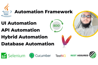 develop automation framework using java selenium, testng, cucumber, rest assured