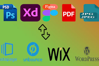 convert figma, xd, PDF, PSD to unbounce, webflow, squarespace, instapage
