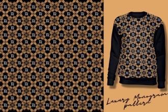 design logo initials monogram seamless clothing pattern