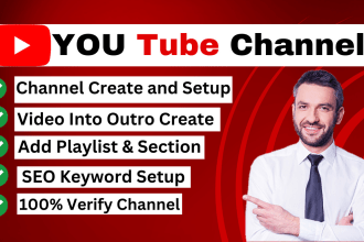 create youtube channel and setup logo art design intro outro