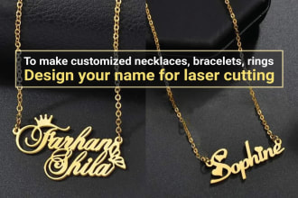 design your name for laser cutting to make customized name necklace, bracelet