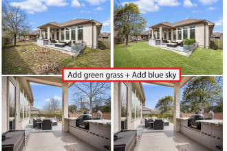 replace sky and add green grass real estate photos quickly