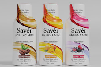 create product label, bottle label, and packaging box design