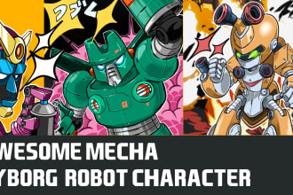 design awesome custom mecha, cyborg and robot character