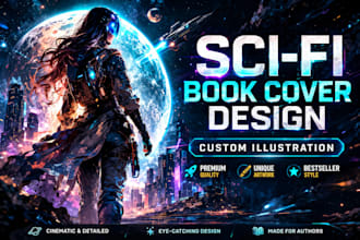 design a cinematic sci fi book cover design