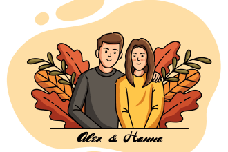 illustrate cute portrait for valentine couple or family