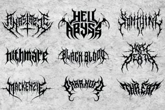 draw custom black, slam, brutal, grindcore death metal logo for your band brand