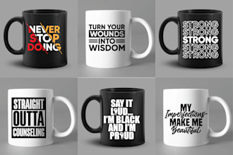 do custom typography coffee mug design for your business