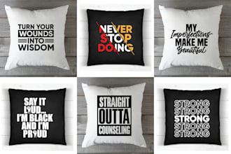do custom trendy graphic pillow typography designs