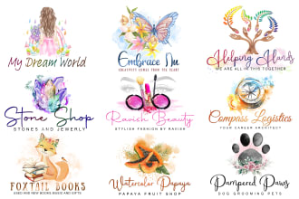 design hand drawn signature feminine watercolor boho logo