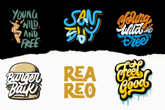 design text or font logo and custom typography for tshirt