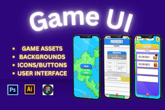 create modern game UI design, gui for pc or mobile