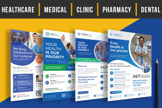 medical healthcare clinic company plumbing electrician flyer brochure design