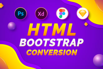 convert figma to html, xd to html, psd to html responsive bootstrap 5
