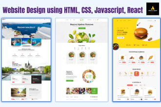 website design using HTML CSS javascript react mern stack