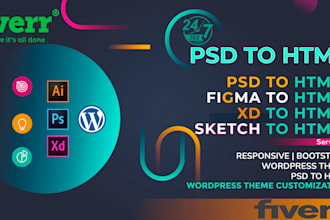 convert figma to HTML, PSD to HTML, xd to HTML, sketch to HTML or wordpress