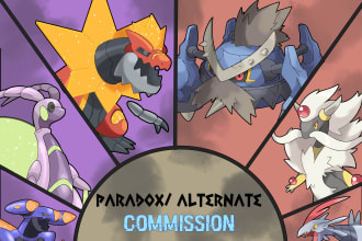 draw your paradox or mega evolution pokemon fakemon for you