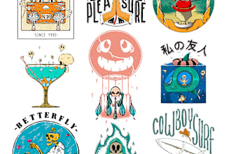 create vintage style design and illustration for brand