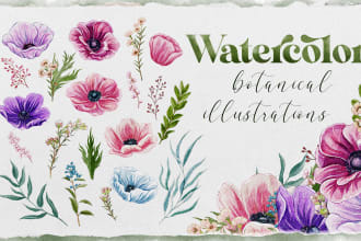 draw watercolor flower illustration