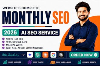 monthly off page SEO with high authority backlinks and GEO