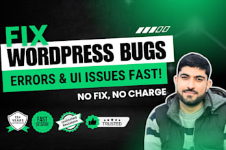 fix wordpress bugs errors UI email issues and plugin errors fast
