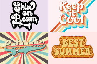design custom hand lettering,3d 70s vintage retro typography for logo, t shirt