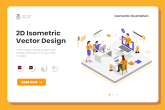 create vector isometric illustration for app and web