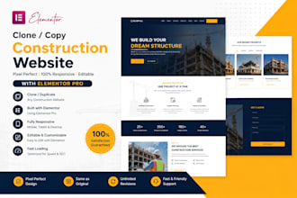 clone copy design construction website with elementor