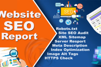 provide manual SEO audit report, an analysis of the screaming frog data
