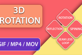 create custom 3d rotating logo animation, looped spin