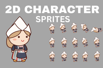 do character design,sprite sheet,game assets and game concept art