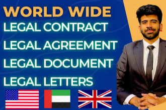 draft legal agreement, legal contract, legal document, legal letter USA, UK, uae