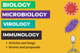 write biology, microbiology, virology grant research and review articles