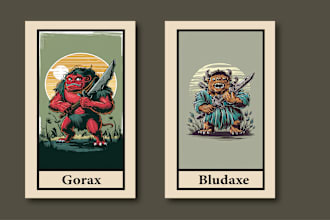 draw illustration for card, board game, tcg character