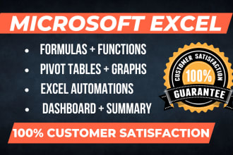 create and fix any excel formula, pivot tables, spreadsheets and dashboards