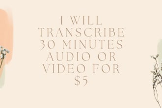 transcribe 30 minutes of audio or video to text