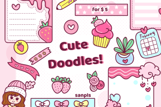 draw cute kawaii doodles sticker illustrations
