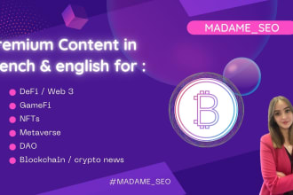 write premium content on crypto, blockchain, nft, defi