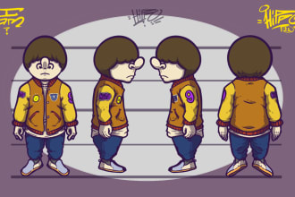 make cute and cool character illustration designs in cartoon and graffiti
