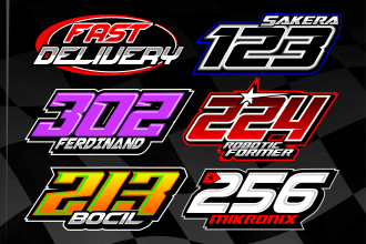 create racing number, race team logo, lettering