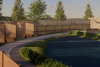 3d model design recreational area, urban park, public space